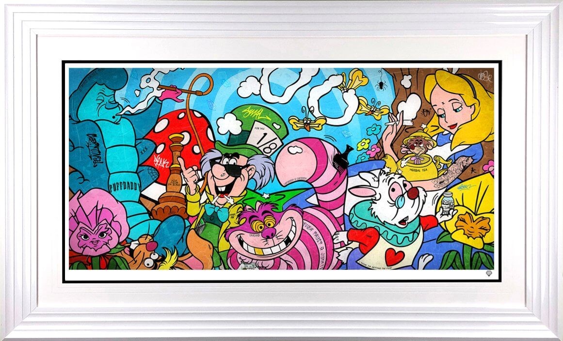 We're All Mad Here Framed Print on Paper by Artist JJ Adams