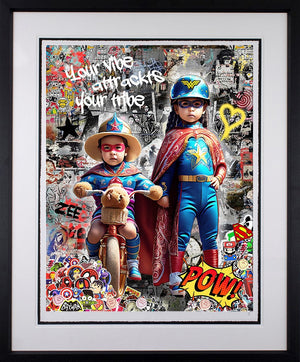 Your Vide Attracts Your Tribe Framed Print on Paper by Artist Zee